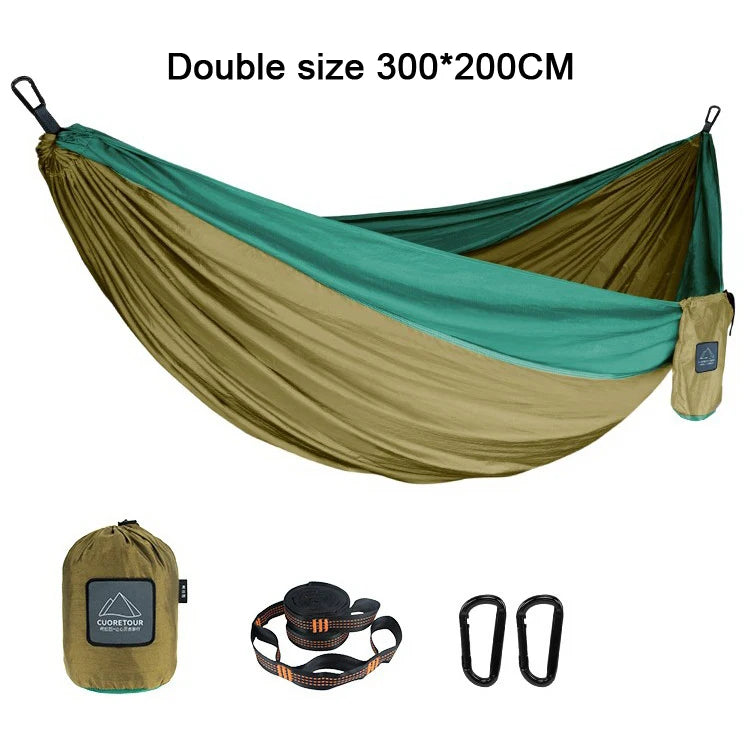 Rede de Camping Portátil em Tecido de Pára-quedas de Nylon - Tamanho Único e Duplo para Atividades ao Ar Livre, Caminhadas e Jardim
