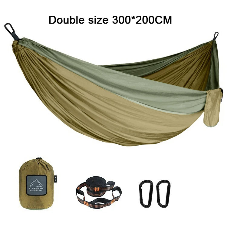 Rede de Camping Portátil em Tecido de Pára-quedas de Nylon - Tamanho Único e Duplo para Atividades ao Ar Livre, Caminhadas e Jardim