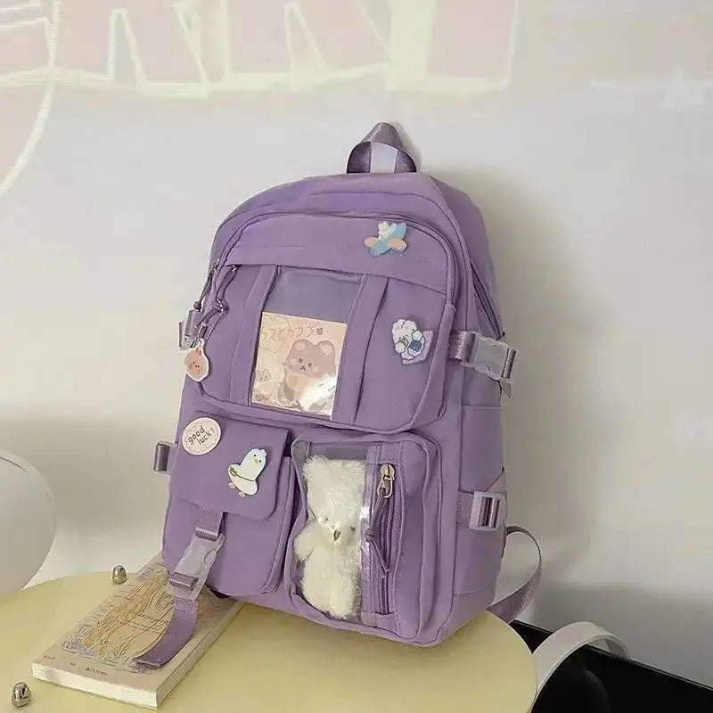 Mochila Fofa para Meninas, Mochilas Escolares para Estudantes, Adolescentes, com Bolsos, Mochila para Laptop para Mulheres - Estilo Harajuku