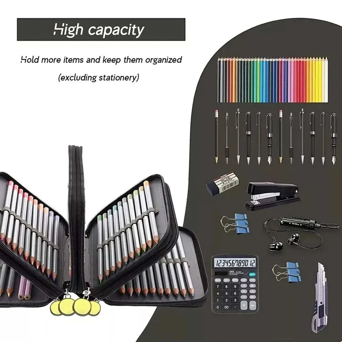 Estojo de Lápis de 72 Compartimentos - Quatro Camadas, Grande Capacidade, Estilo Kawaii, para Armazenamento de Canetas, Volta às Aulas, Suprimentos de Escritório