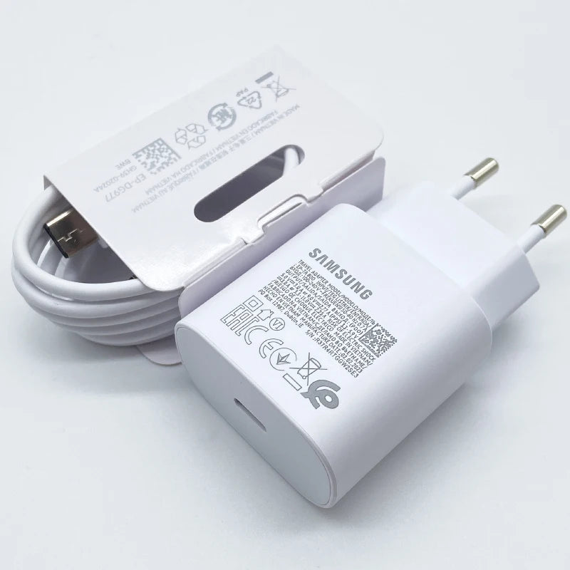Carregador Super Rápido Samsung 25W USB Tipo C – Adaptador para Galaxy S24, S23, S20, S21, S22 Plus, A54, A34, Z Flip, Z Fold 5 e 6
