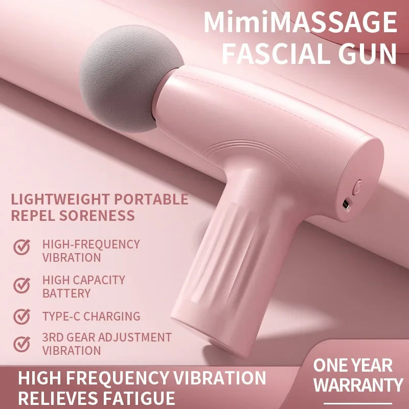 Mini Massageador Muscular Pink - Pistola de Massagem Portátil para Terapia de Tecidos Profundos
