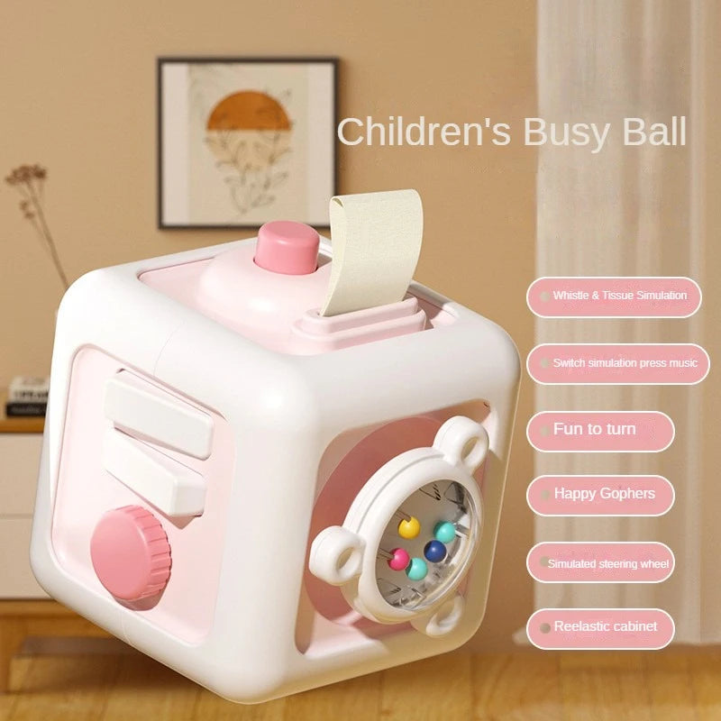 6 em 1 Brinquedo Educativo Montessori - Quadro Sensorial para Bebê, Caixa com Gaveta, Fidget e Habilidades de Prática para Meninas e Meninos