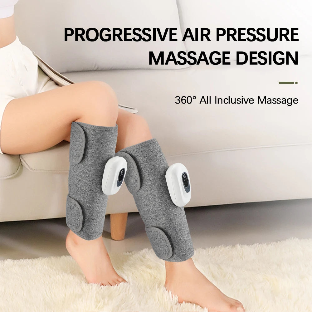 Massageador Elétrico 360° de Pressão de Ar para Panturrilhas, Massagem Sem Fio para Pernas, 3 Modos de Compressão com Bolsa de Ar, Relaxamento dos Músculos das Pernas e Pés, Circulação Sanguínea.