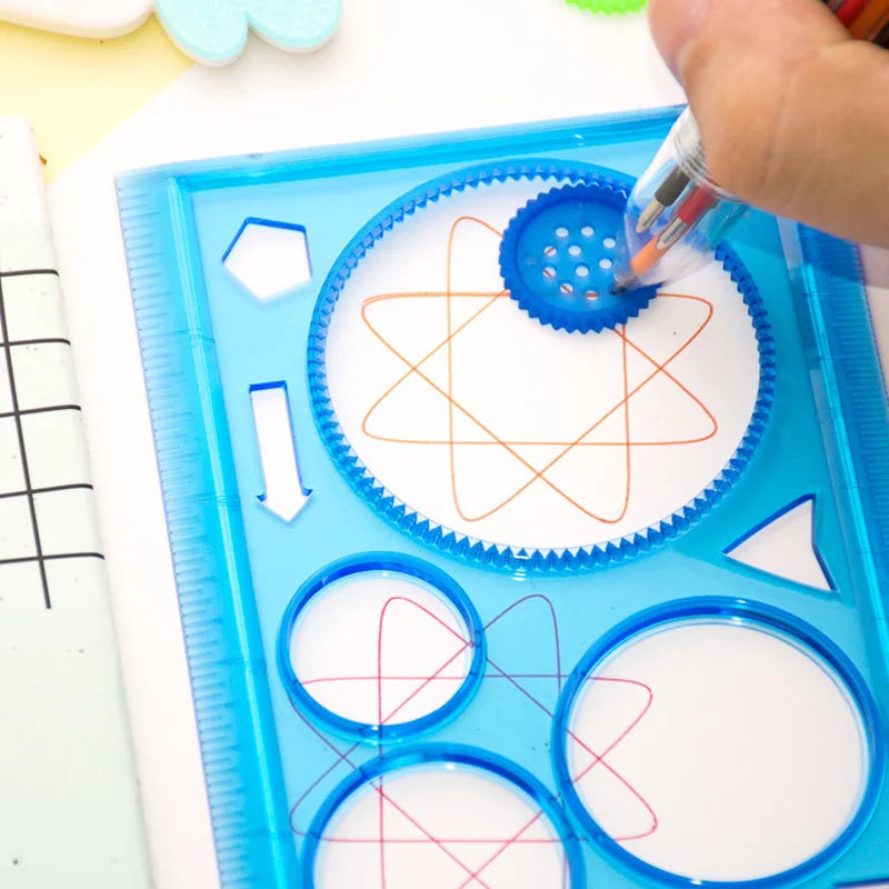 Conjunto de Estênceis de Desenho Geométrico Spirograph - Template de Pintura para Artesanato Criativo e Educacional para Crianças