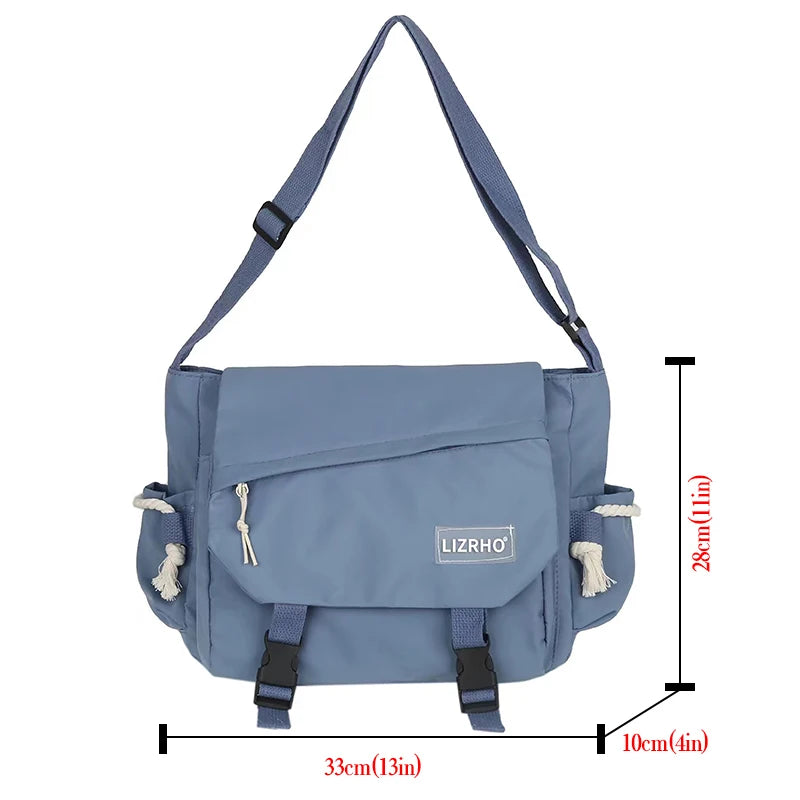 Bolsa de Ombro de Nylon para Mulheres, Grande Capacidade, Estilo Retrô, Tipo Carteiro, Bolsa Transversal