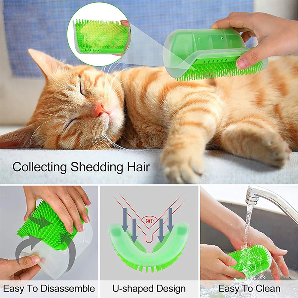 Arranhador e Massageador para Gatos - Escova de Cuidados, Remoção de Pelos e Escovação