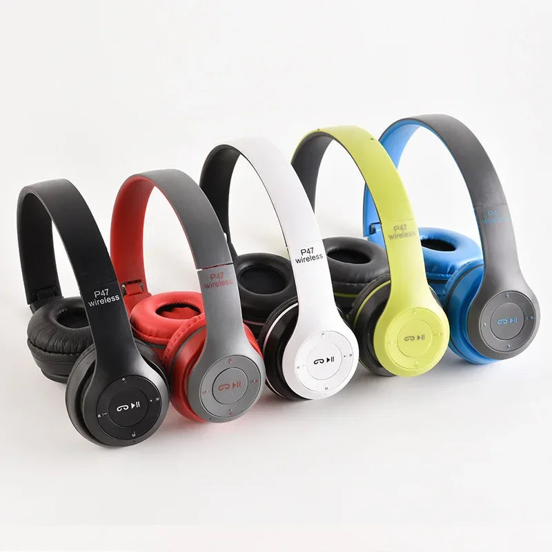 P47 Fone de Ouvido Bluetooth 5.0 Sem Fio Dobrável HIFI Stereo com Graves - Headset para Crianças, Presente com Microfone e Adaptador USB para iPhone e Jogos