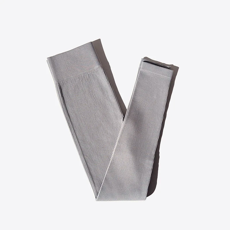 Novo Legging de Yoga Seamless com Canelado e Cintura Alta - Calça de Ginástica para Mulheres, Controle de Barriga, Legging Fitness Feminina para Corrida