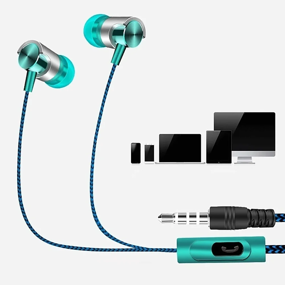 Fones de Ouvido In-Ear com Fio, Cancelamento de Ruído, Design Ergonômico, Estéreo para Esportes e Uso Diário
