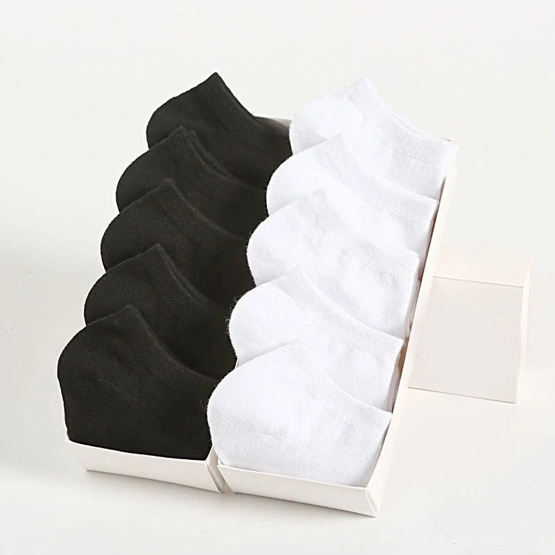 Pares de Meias Casuais Unissex, Cor Lisa, Meias Curtas Respirável, Confortáveis, Antiodor e Absorventes de Suor para Homens e Mulheres