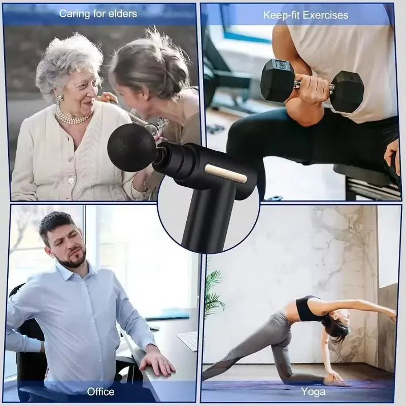 Massageador Elétrico de Vibração Fascia Gun - Relaxamento Muscular Profissional para Pescoço e Corpo
