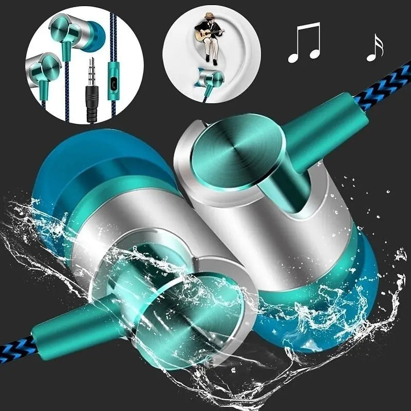 Fones de Ouvido In-Ear com Fio, Cancelamento de Ruído, Design Ergonômico, Estéreo para Esportes e Uso Diário