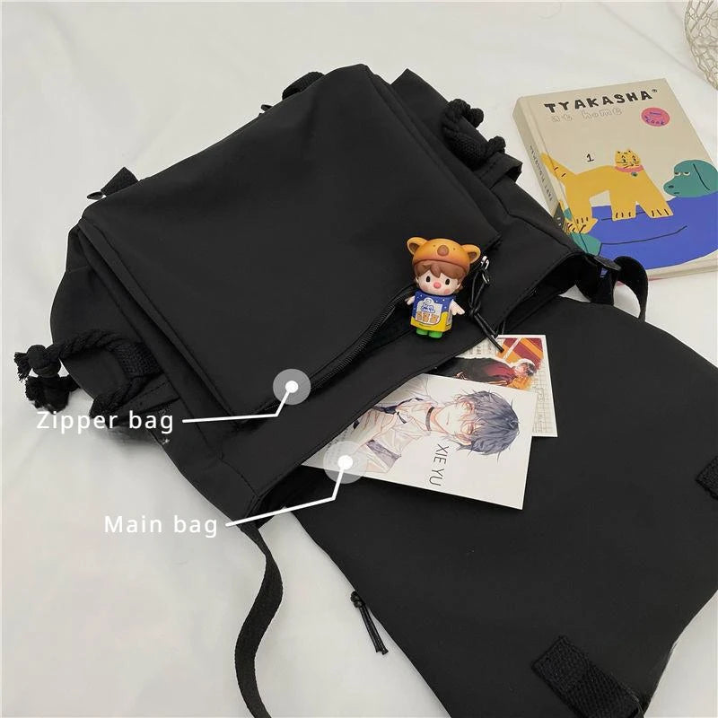 Bolsa de Ombro de Nylon para Mulheres, Grande Capacidade, Estilo Retrô, Tipo Carteiro, Bolsa Transversal