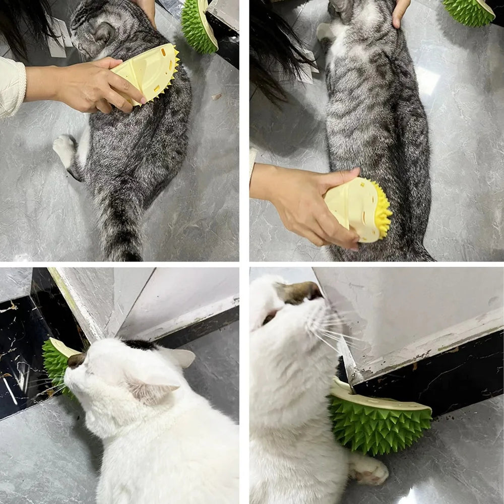 Arranhador e Massageador para Gatos - Escova de Cuidados, Remoção de Pelos e Escovação
