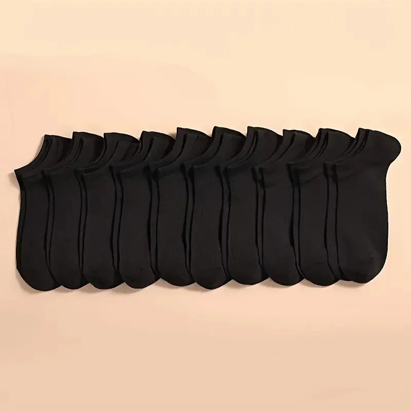 Pares de Meias Casuais Unissex, Cor Lisa, Meias Curtas Respirável, Confortáveis, Antiodor e Absorventes de Suor para Homens e Mulheres
