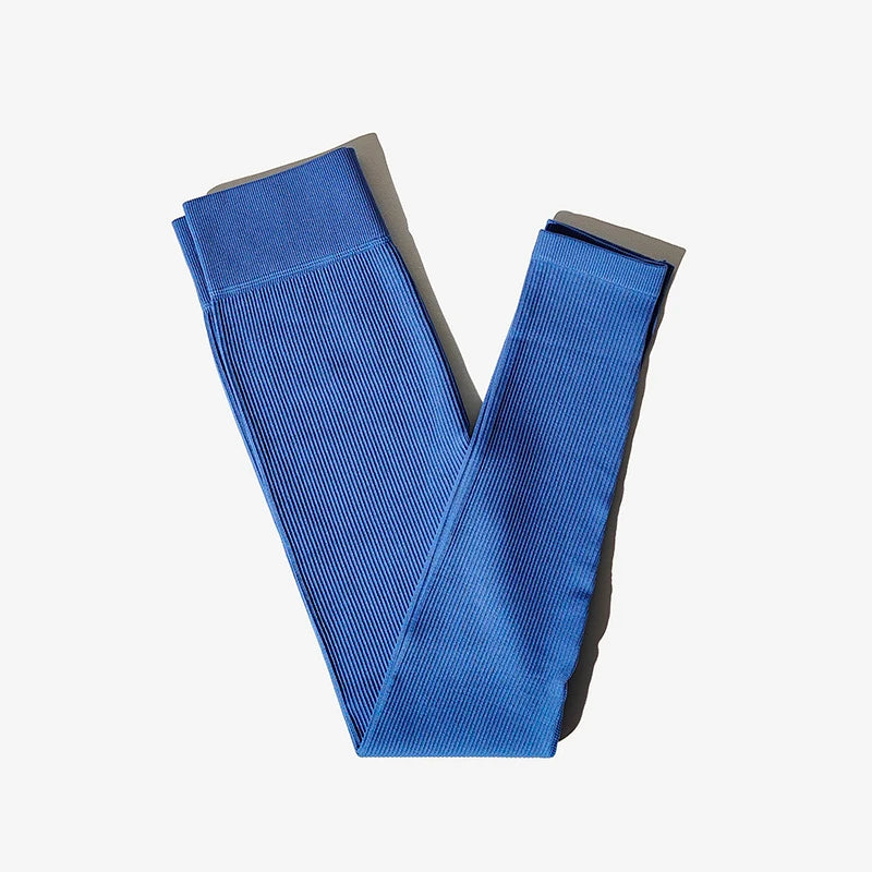 Novo Legging de Yoga Seamless com Canelado e Cintura Alta - Calça de Ginástica para Mulheres, Controle de Barriga, Legging Fitness Feminina para Corrida