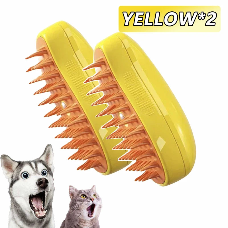Escova a Vapor para Gatos e Cães 3 em 1 - Escova Elétrica com Pulverizador para Massagem e Cuidados com a Pelagem