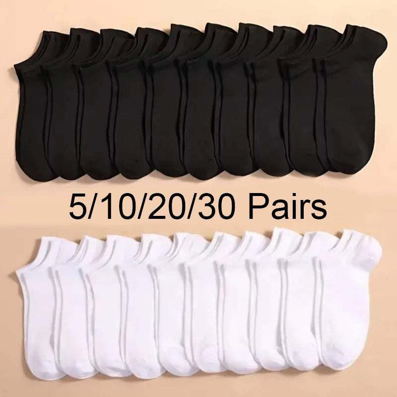 Pares de Meias Casuais Unissex, Cor Lisa, Meias Curtas Respirável, Confortáveis, Antiodor e Absorventes de Suor para Homens e Mulheres
