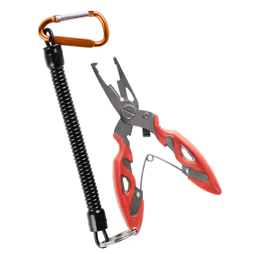 Alicate de Pesca Multifuncional - Ferramenta Completa para Acessórios de Pesca, Tesoura para Linha, Alicate de Encaixe e Pega para Peixes