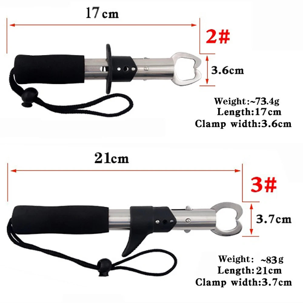 Alicate de Pesca de Aço Inoxidável 21/17cm - Conjunto de Controlador de Peixe Multifuncional para Spinning/Casting com Pegador de Lábios de Peixe