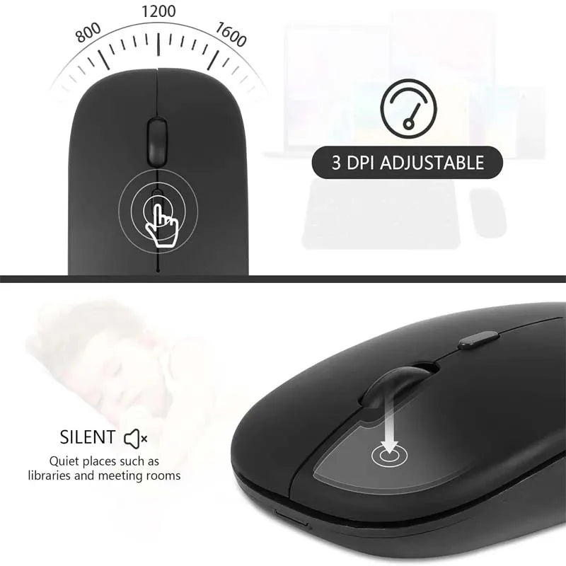 Mouse Bluetooth Xiaomi 2.4GHz - Sem Fio, Recarregável e Silencioso com Ajuste de DPI