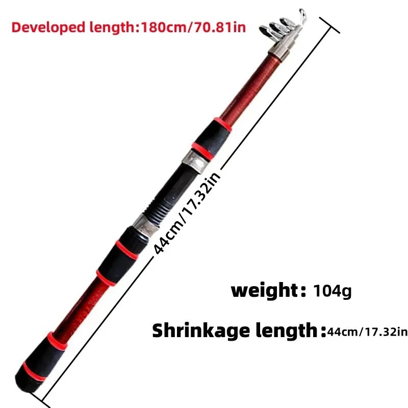 Conjunto Completo de Vara de Pesca com Vara Telescópica e Carretel de Spinning, Iscas, Ganchos, Conjunto de Vara de Pesca para Viagem
