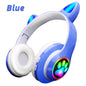 Fones de Ouvido Bluetooth com Orelhas de Gato Cor-de-Rosa - Headset Estéreo Dobrável com Microfone para Crianças