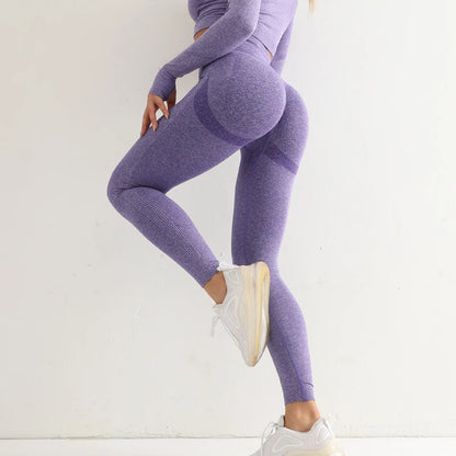Leggings Femininas de Fitness, Sem Costura, Cintura Alta, Elásticas, Sólidas, para Yoga, Academia, Corrida, Secagem Rápida, Efeito Push Up, Calças Slim para Mulheres
