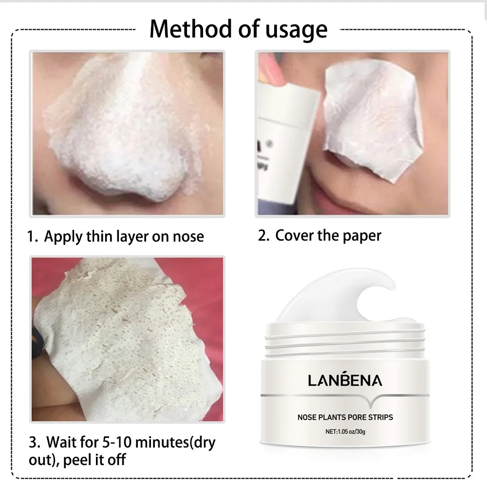 Máscara Removedora de Cravos LANBENA | Máscara Peel-off para o Nariz | Limpeza Profunda dos Poros | Cuidados com a Pele
