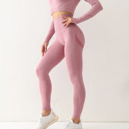 Leggings Femininas de Fitness, Sem Costura, Cintura Alta, Elásticas, Sólidas, para Yoga, Academia, Corrida, Secagem Rápida, Efeito Push Up, Calças Slim para Mulheres