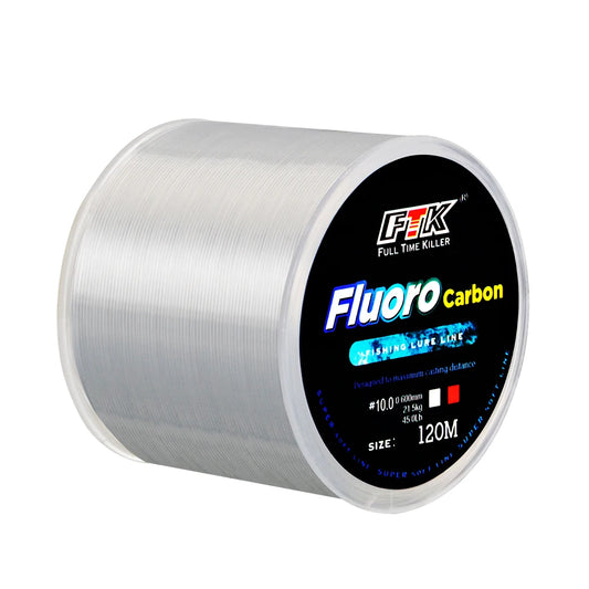 Linha de Pesca Revestida com Fluorocarbono 120M, 0.20mm-0.60mm, 7.15LB-45LB, Linha de Liderança de Fibras de Carbono, Fio para Isca, Linha Afundante, Japão.
