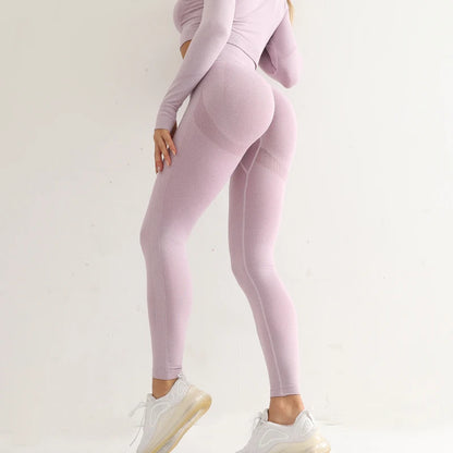 Leggings Femininas de Fitness, Sem Costura, Cintura Alta, Elásticas, Sólidas, para Yoga, Academia, Corrida, Secagem Rápida, Efeito Push Up, Calças Slim para Mulheres