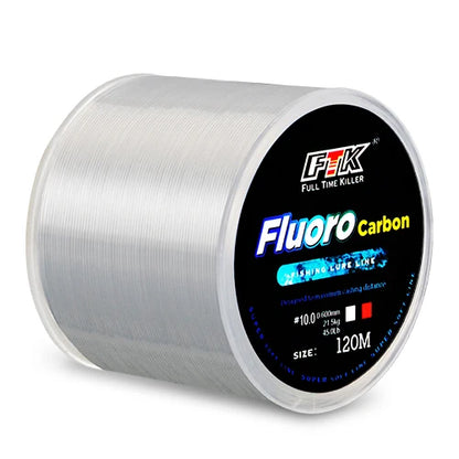 Linha de Pesca Revestida com Fluorocarbono 120M, 0.20mm-0.60mm, 7.15LB-45LB, Linha de Liderança de Fibras de Carbono, Fio para Isca, Linha Afundante, Japão.