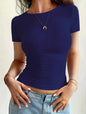 Camiseta Feminina Básica, Decote Redondo, Manga Curta e Cropped - Tendência Y2K 2024