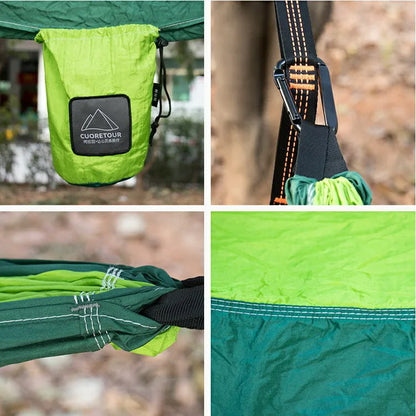 Rede de Camping Portátil em Tecido de Pára-quedas de Nylon - Tamanho Único e Duplo para Atividades ao Ar Livre, Caminhadas e Jardim