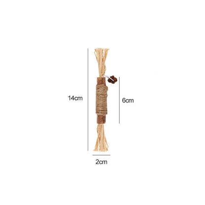 Peça de Brinquedo para Gatos - Bastão de Mastigar de Silvervine, Polygonum, Grama de Raffia, Suprimentos para Animais de Estimação, Bastão para Limpeza de Dentes, Brinquedo de Mastigar para Gatos com Corda de Cânhamo.