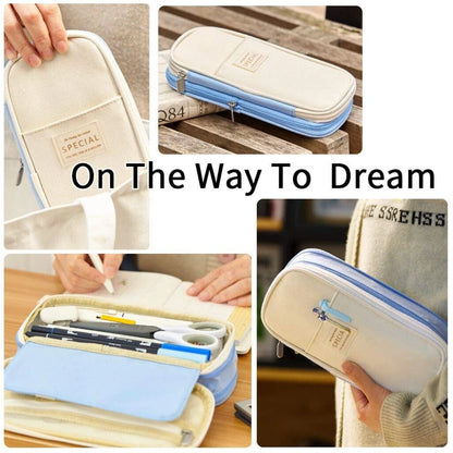 Estojo Kawaii para Lápis - Estojo de Grande Capacidade, Bolsa Organizadora para Meninas, Estudantes e Escritório