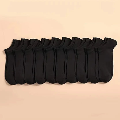 Pares de Meias Casuais Unissex, Cor Lisa, Meias Curtas Respirável, Confortáveis, Antiodor e Absorventes de Suor para Homens e Mulheres