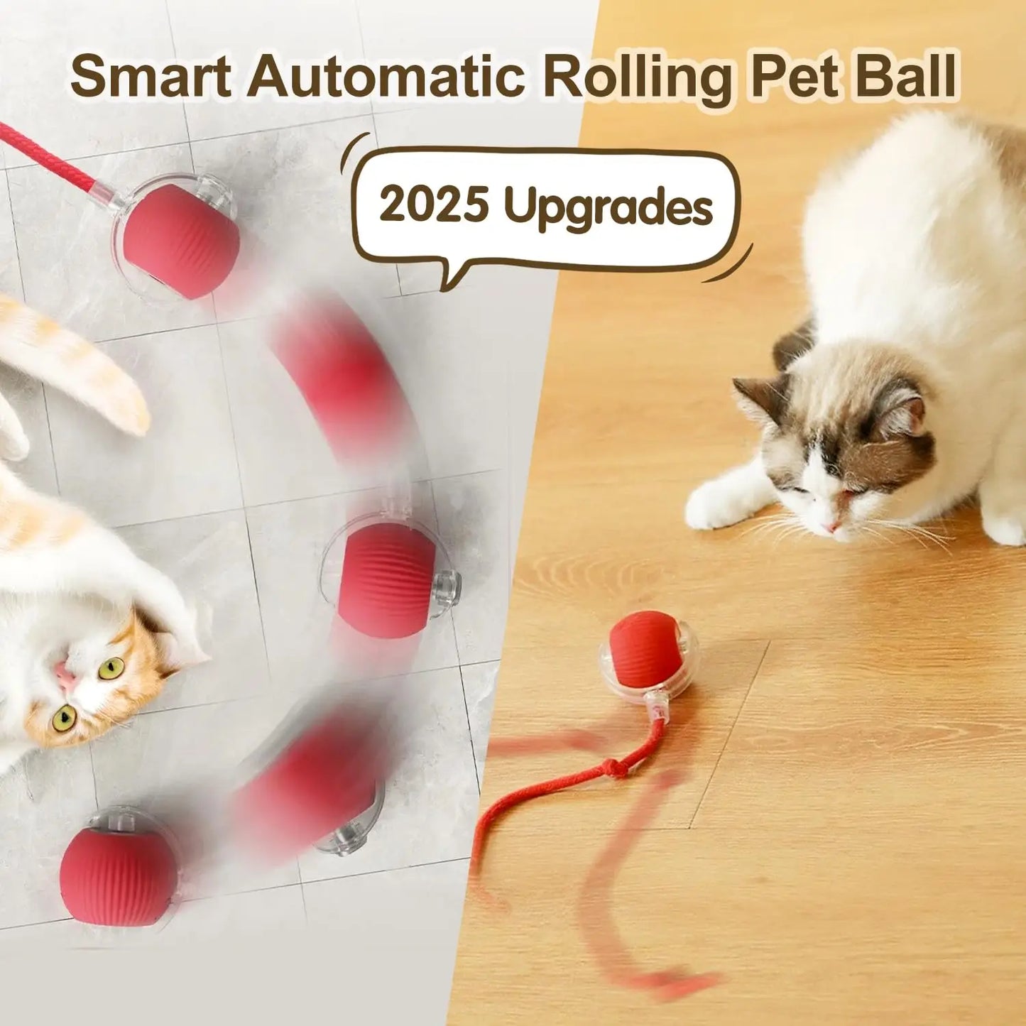 Brinquedo Interativo para Gatos - Bola Automática com Cauda, Recarga USB, Brinquedo Inteligente para Estímulo e Diversão do Pet