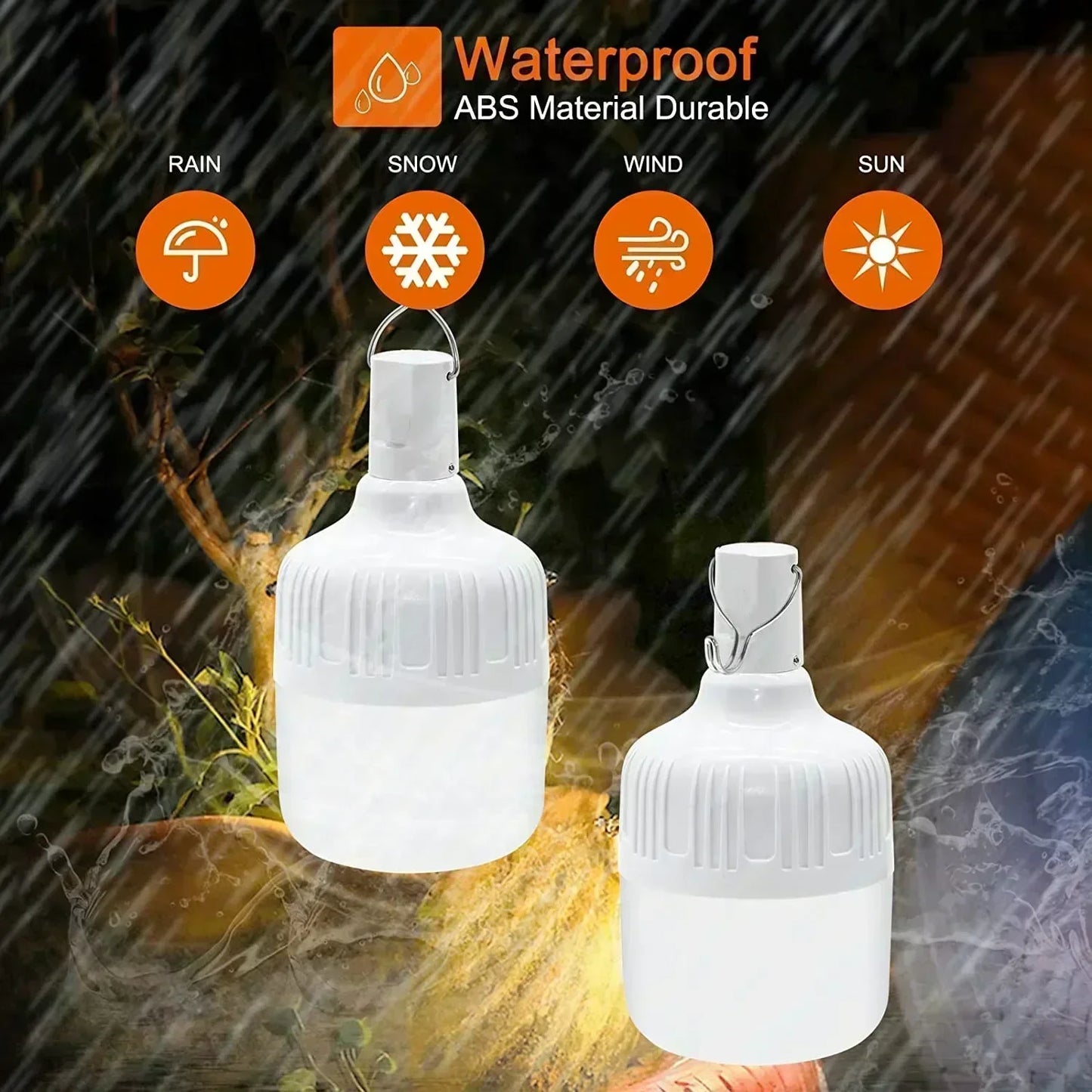 Luz de Emergência 60W – Lanternas LED USB Recarregáveis para Camping, Hiking, Esportes e Entretenimento ao Ar Livre