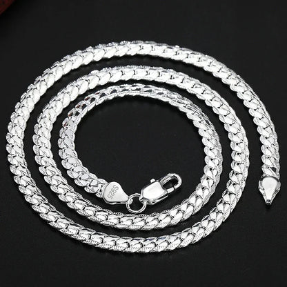 Colar de Corrente Lateral Completa 925 Prata Esterlina 5MM com Revestimento em Ouro 18K para Mulheres e Homens - Joias de Casamento e Noivado