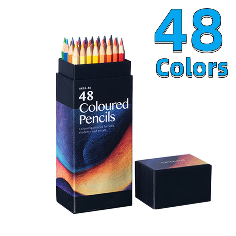 Conjunto de Lápis de Cor Opaque com 12/24/36/48/72 Cores - Lápis de Madeira Hexagonal para Artistas, Desenhistas e Estudantes