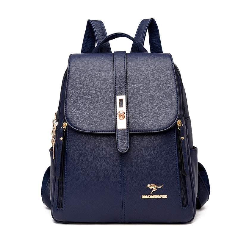 Mochila de Couro Luxuosa para Mulheres - Mochila Casual, Vintage e Elegante para Meninas e Adolescentes