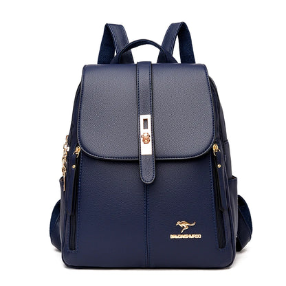 Mochila de Couro Luxuosa para Mulheres - Mochila Casual, Vintage e Elegante para Meninas e Adolescentes