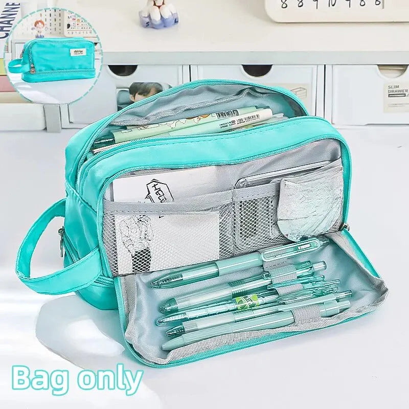 Estojo de Lápis para Estudantes com Grande Capacidade - Estojo de Caneta Multifuncional com Combinação de Cores Macaron - Estojo de Lápis Fofo