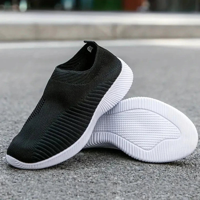 Tênis Feminino de Cor Sólida | Mesh Respirável e Trançado | Leve e Confortável | Para Caminhada, Corrida e Atividades ao Ar Livre