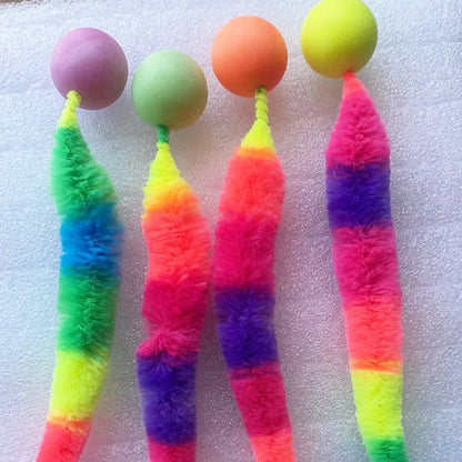 Brinquedo Interativo para Gato - Bola Colorida Saltitante de Tecido com Tema de Lagarta