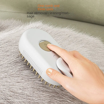 Escova a Vapor para Gatos e Cachorros - Escova 3 em 1 Elétrica com Spray para Massagem, Cuidados e Remoção de Pelos