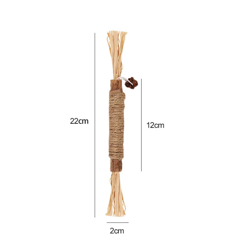 Peça de Brinquedo para Gatos - Bastão de Mastigar de Silvervine, Polygonum, Grama de Raffia, Suprimentos para Animais de Estimação, Bastão para Limpeza de Dentes, Brinquedo de Mastigar para Gatos com Corda de Cânhamo.
